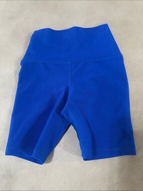 Five The Label High-Waist Ribbed Bike Shorts - Royal Blue